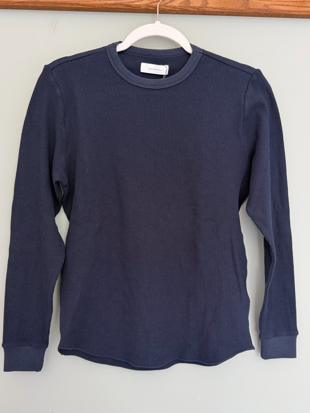 NWT Italic (Made For) Navy Blue Long Sleeve Cotton Blend Thermal Tee